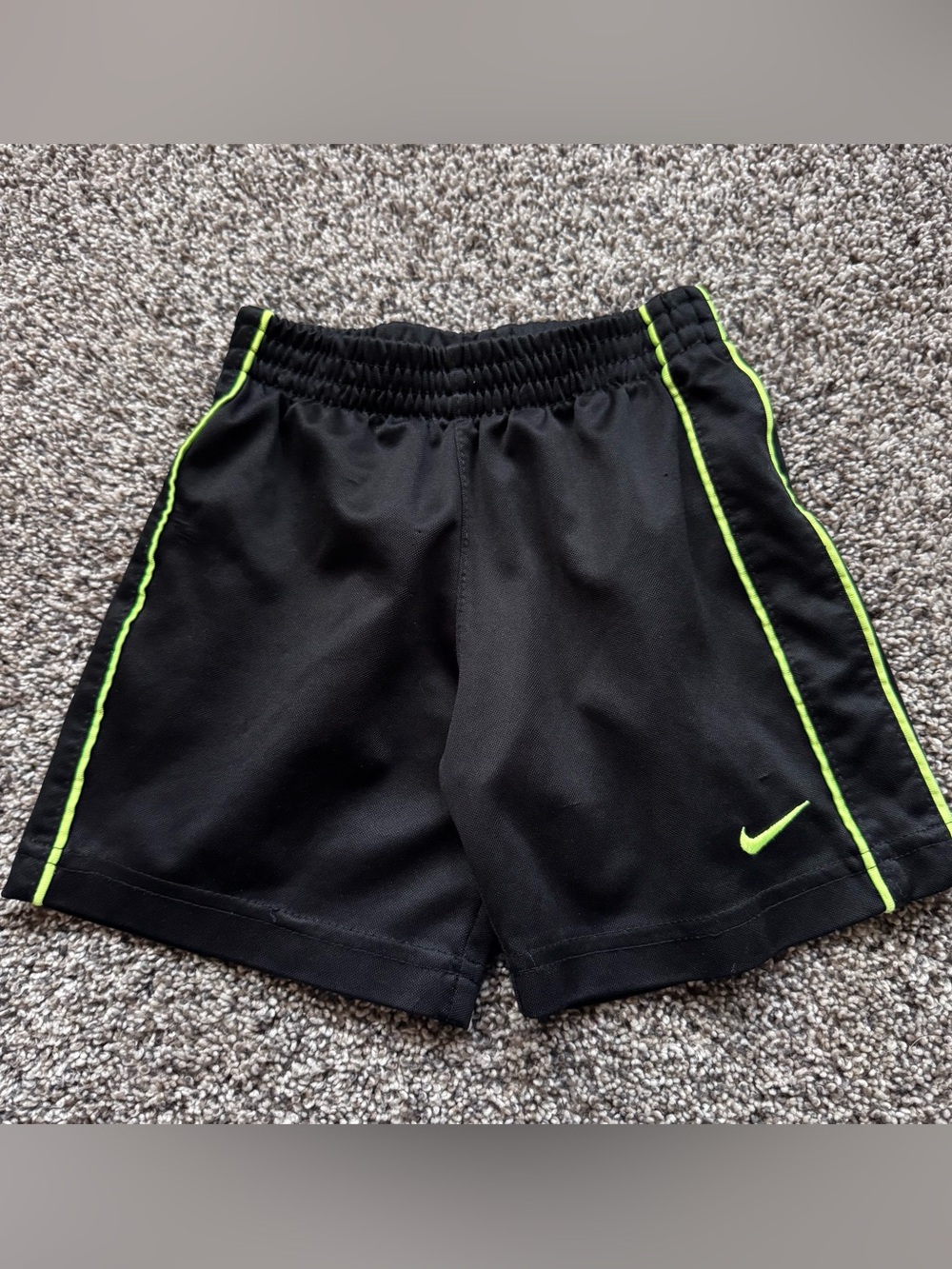 Nike Kids Black Shorts with Neon Lime Trim